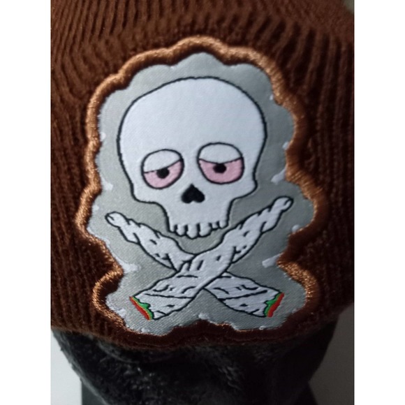 Brown Skull Beanie Hat - Picture 5 of 8